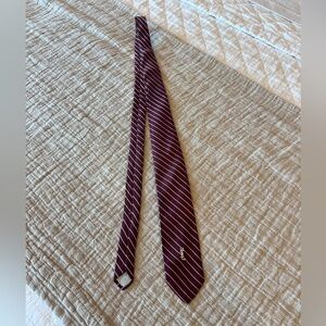 Vintage Yves Saint Laurent Burgundy Silk Tie With Ivory Stripes | 3” Width